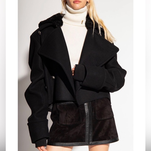 YSL Saint Laurent NWT Wool and Shearling Coat - Picture 11 of 13